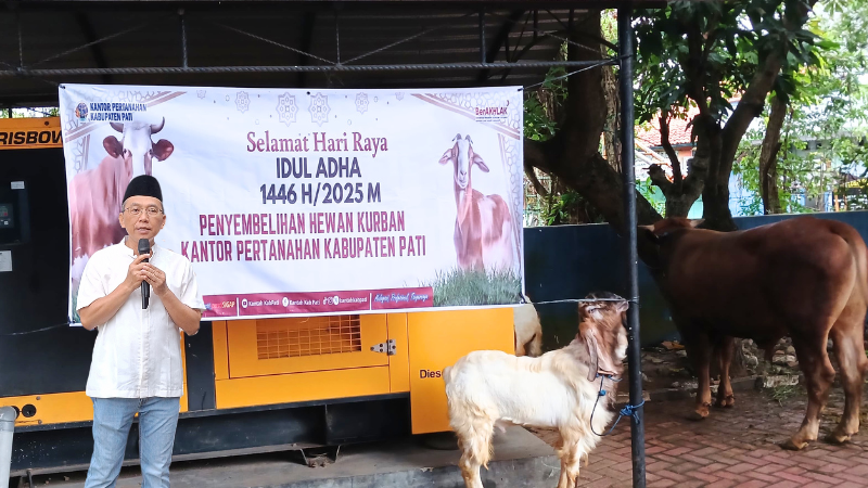 Kantor Pertanahan Kabupaten Pati Gelar Penyembelihan Hewan Kurban , Peringati Hari Raya Idul Adha 1446H