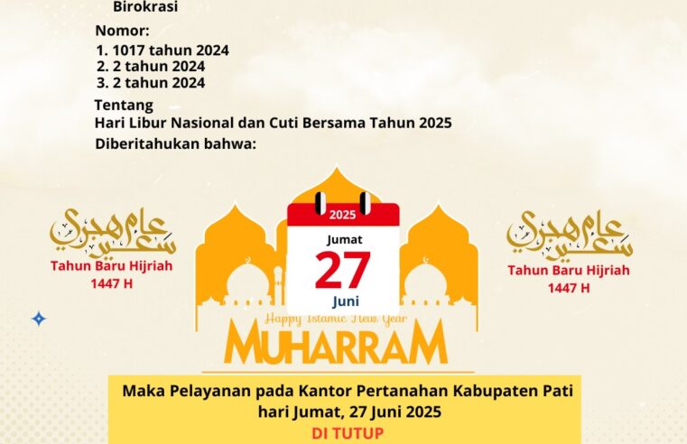 Pengumuman Libur Pelayanan pada Tahun Baru Hijriah 1447H