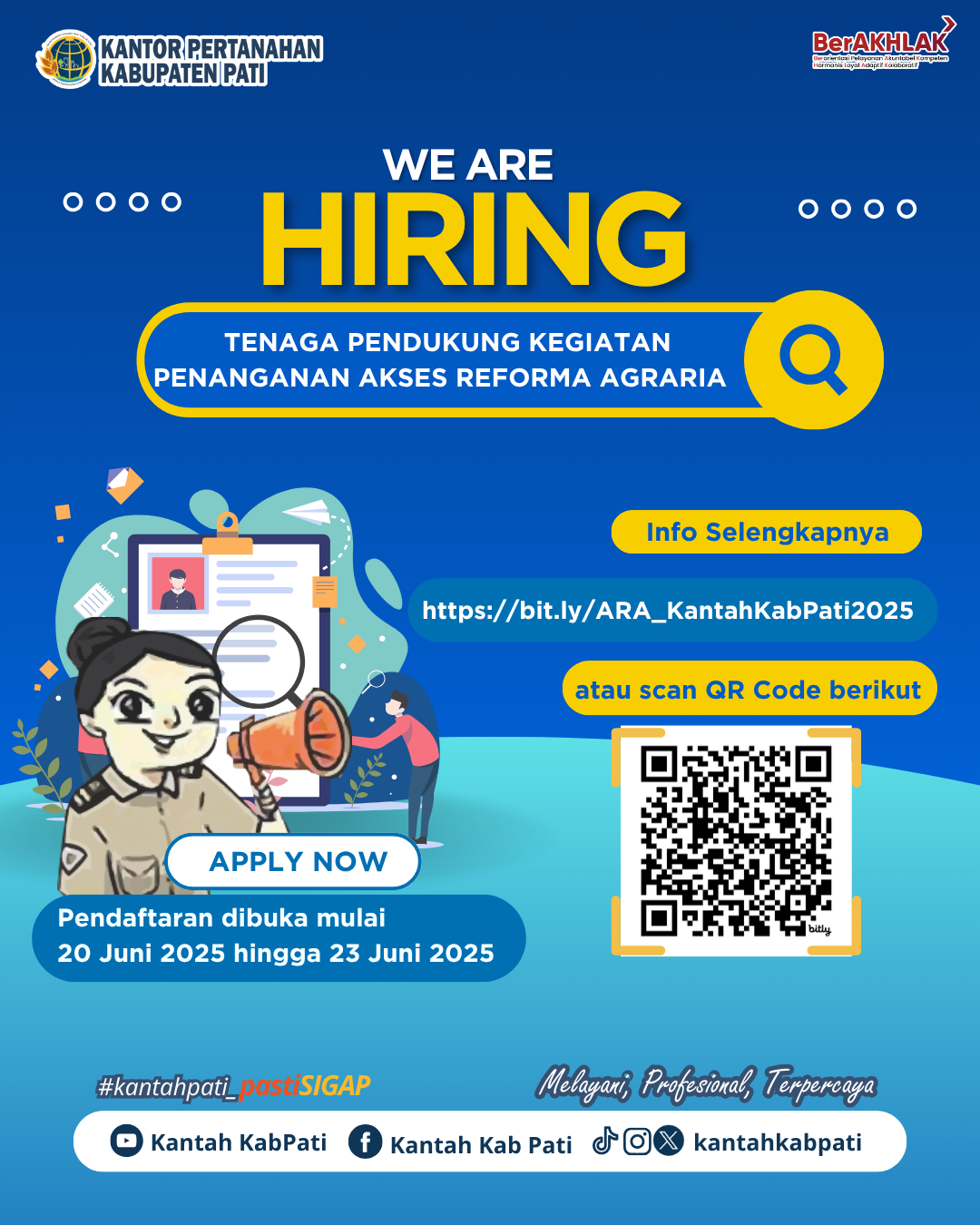 Rekruitmen Tenaga Pendukung Kegiatan Penanganan Akses Reforma Agraria Kantor Pertanahan Kabupaten Pati TA 2025