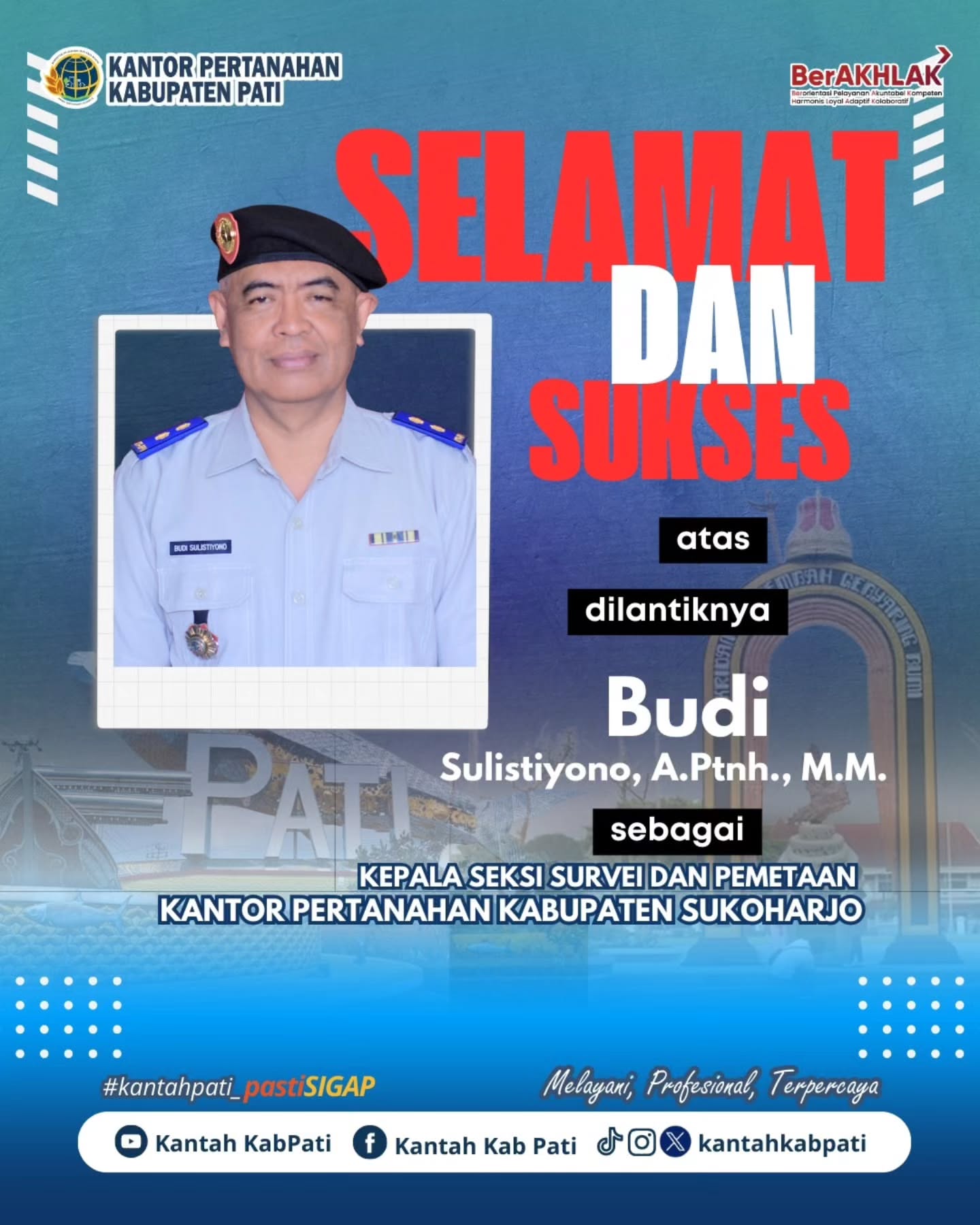 Dengan Doa dan Harapan, Kantor Pertanahan Kabupaten Pati Lepas Kepala Seksi Survei dan Pemetaan ke Tugas Baru