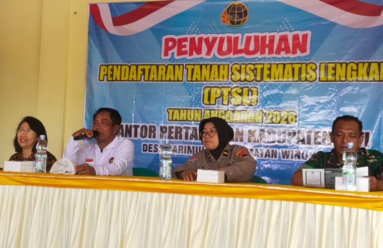 Panitia Ajudikasi PTSL Kantor Pertanahan Kabupaten Pati menggelar penyuluhan di Balai Desa Sarimulyo, Kecamatan Winong