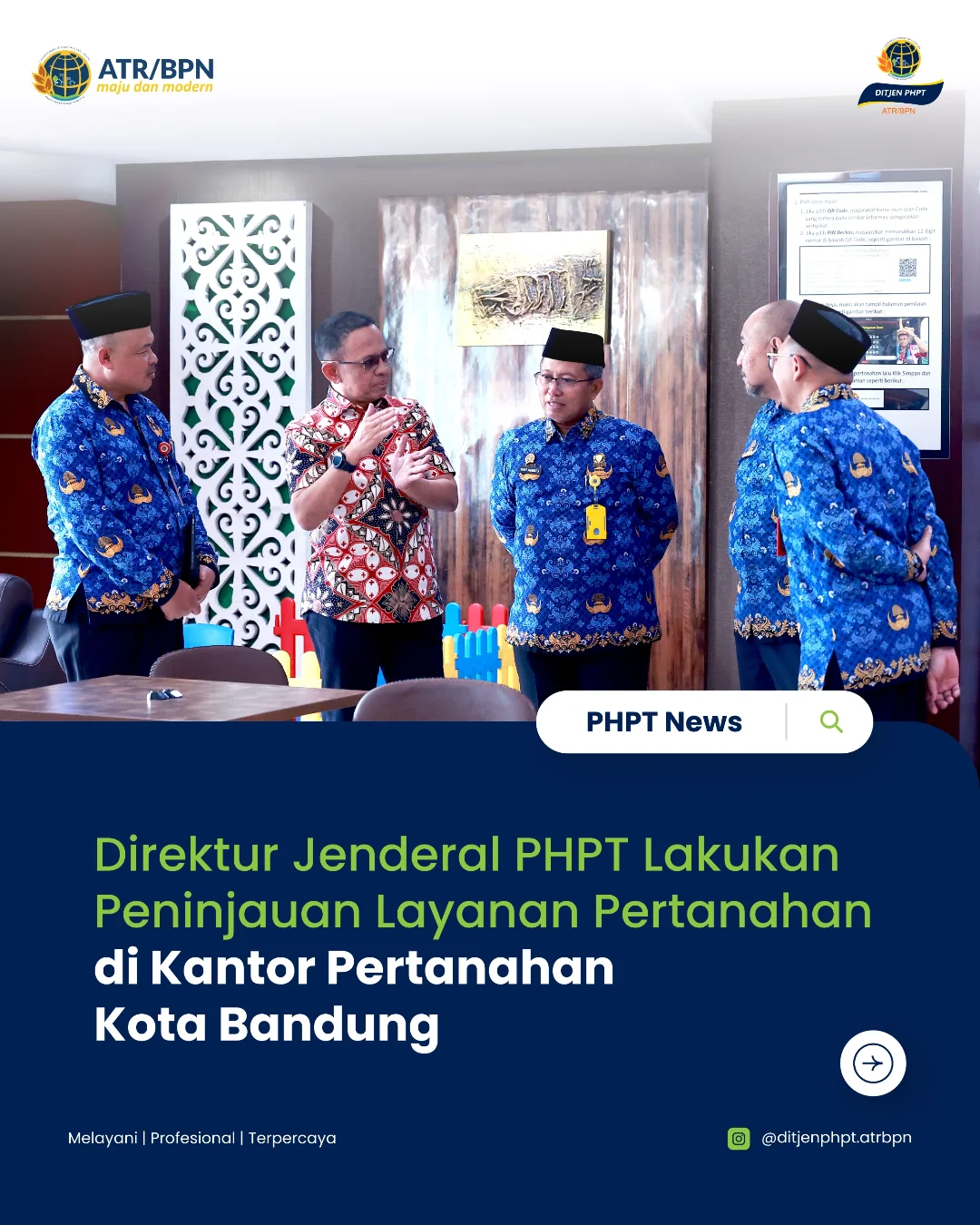 Direktur Jendral PHPT lakukan Peninjauan Layanan Pertanahan di Kantor Pertanahan Kota Bandung