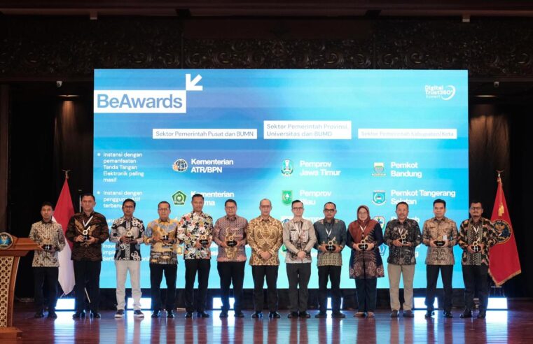 Kementerian ATR/BPN Raih Penghargaan Instansi dengan Pemanfaatan Tanda Tangan Elektronik Paling Masif