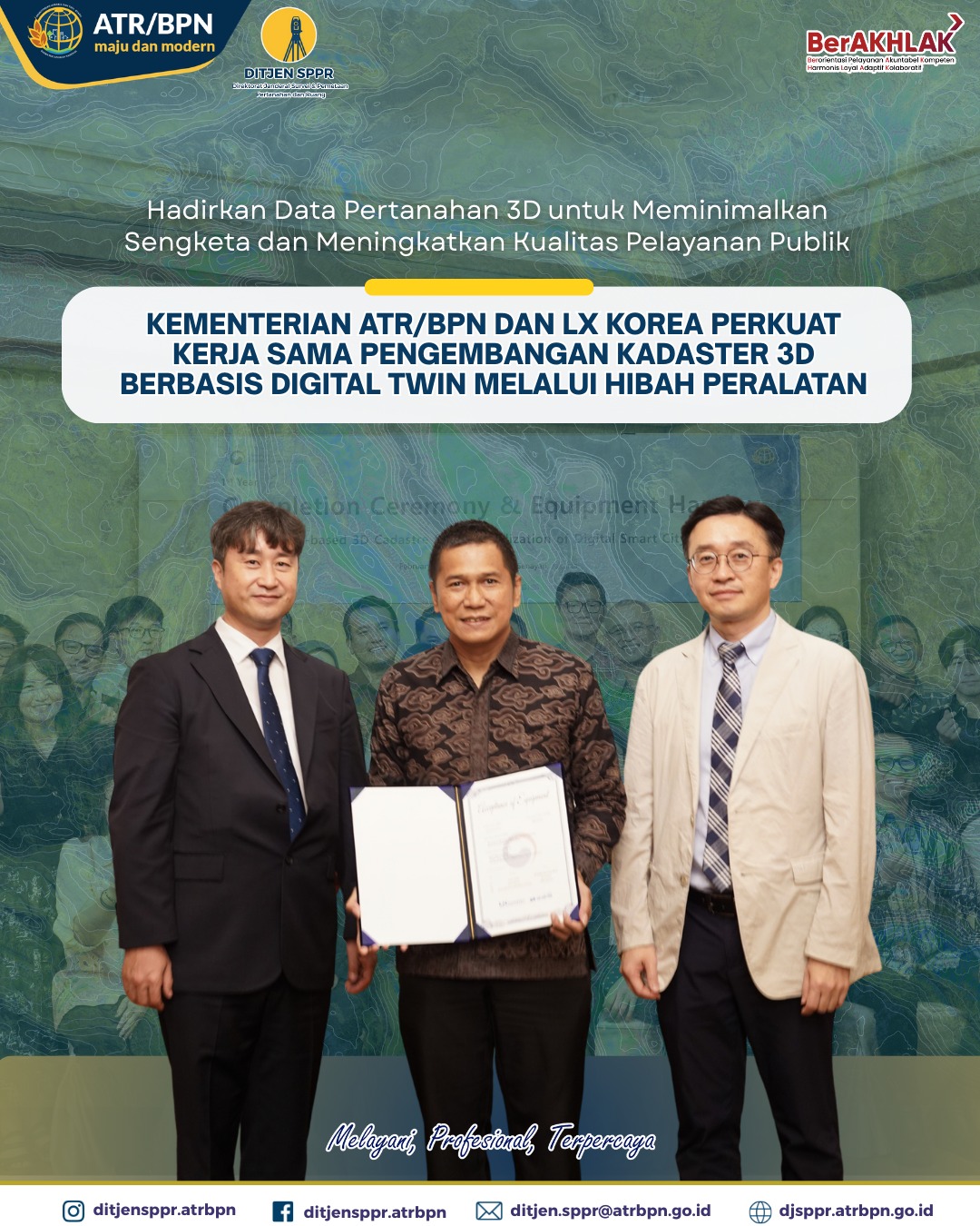 Kemeterian ATR/BPN dan LX Korea Perkuat Kerja sama Pengembangan Kadaster 3D Berbasis Digital TWIN Melalui Hibah Peralatan
