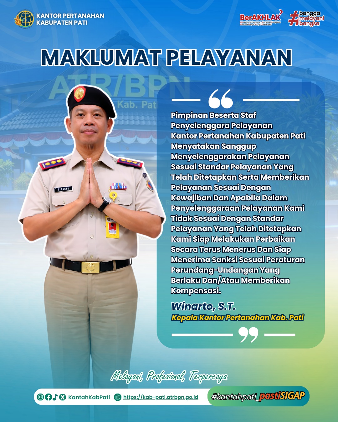 Maklumat Pelayanan Kantor Pertanahan Kabupaten Pati