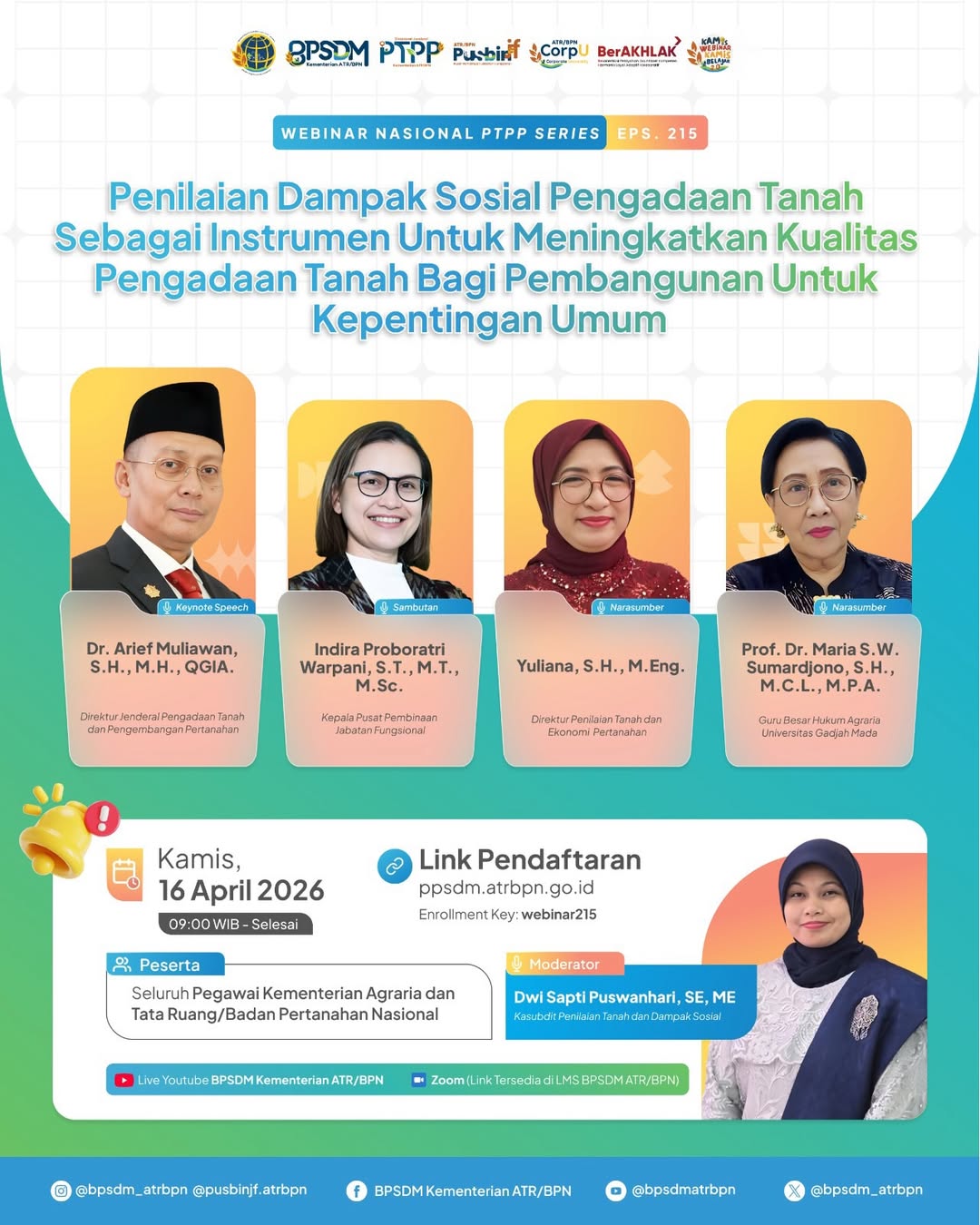 Webinar Nasional PTPP Series Angkat Tema Penilaian Dampak Sosial Pengadaan Tanah