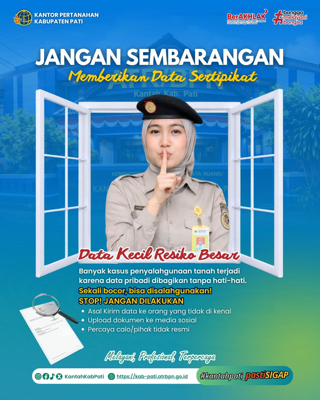 Halo #SobATRBPN, mulai sekarang stop memberikan data sertipikat tanah sembarangan yaa