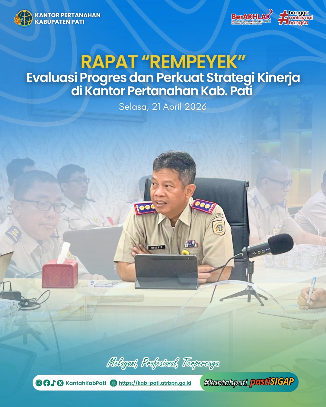 Kantor Pertanahan Kabupaten Pati menggelar Rapat Evaluasi Mingguan Pekerjaan Rutin dan Proyek (REMPEYEK)