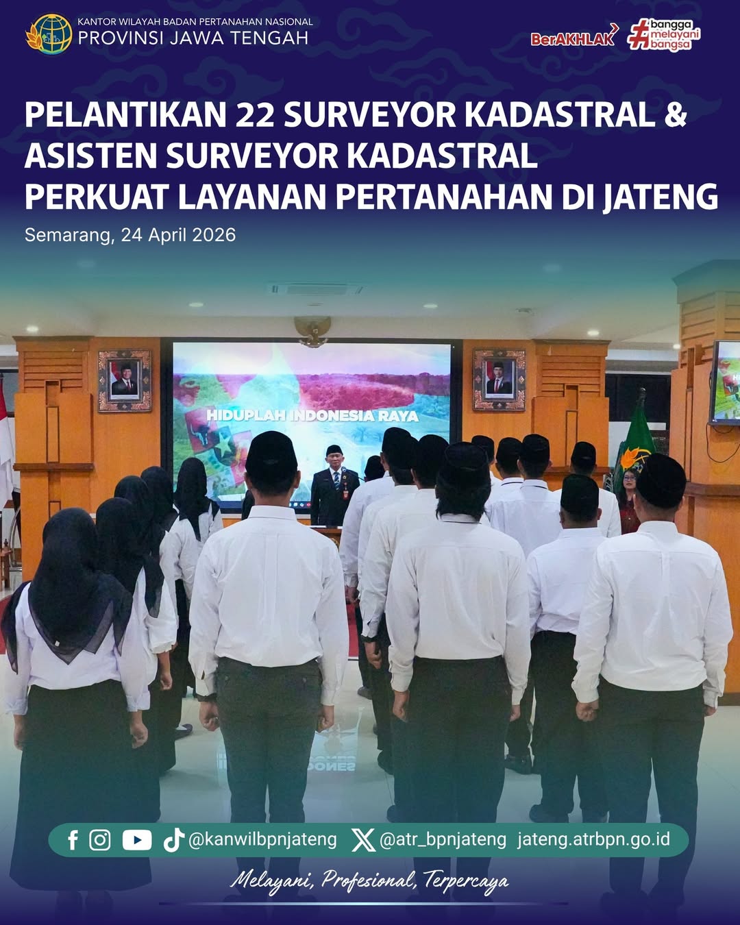 Pelantikan 22 Surveyor Kadastral dan Asisten Surveyor Kadastral Perkuat Layanan Pertanahan di Jateng