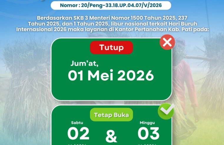 PENGUMUMAN LIBUR LAYANAN PERTANAHAN