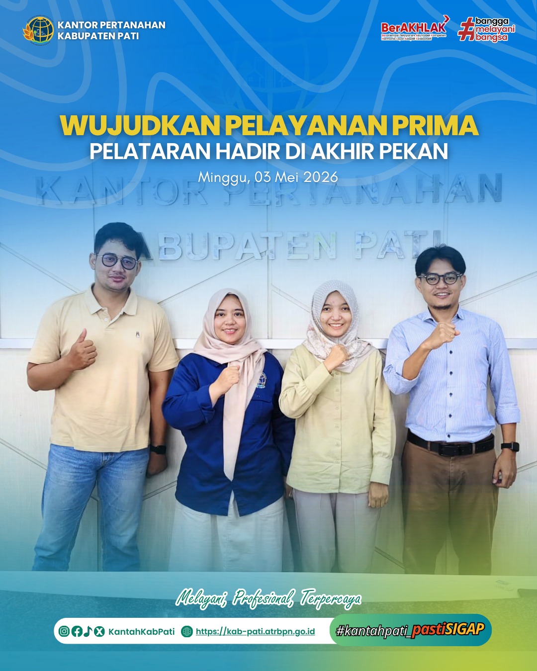 Kantor Pertanahan Kabupaten Pati kembali menghadirkan inovasi pelayanan publik melalui program PELATARAN (Pelayanan Pertanahan Akhir Pekan)