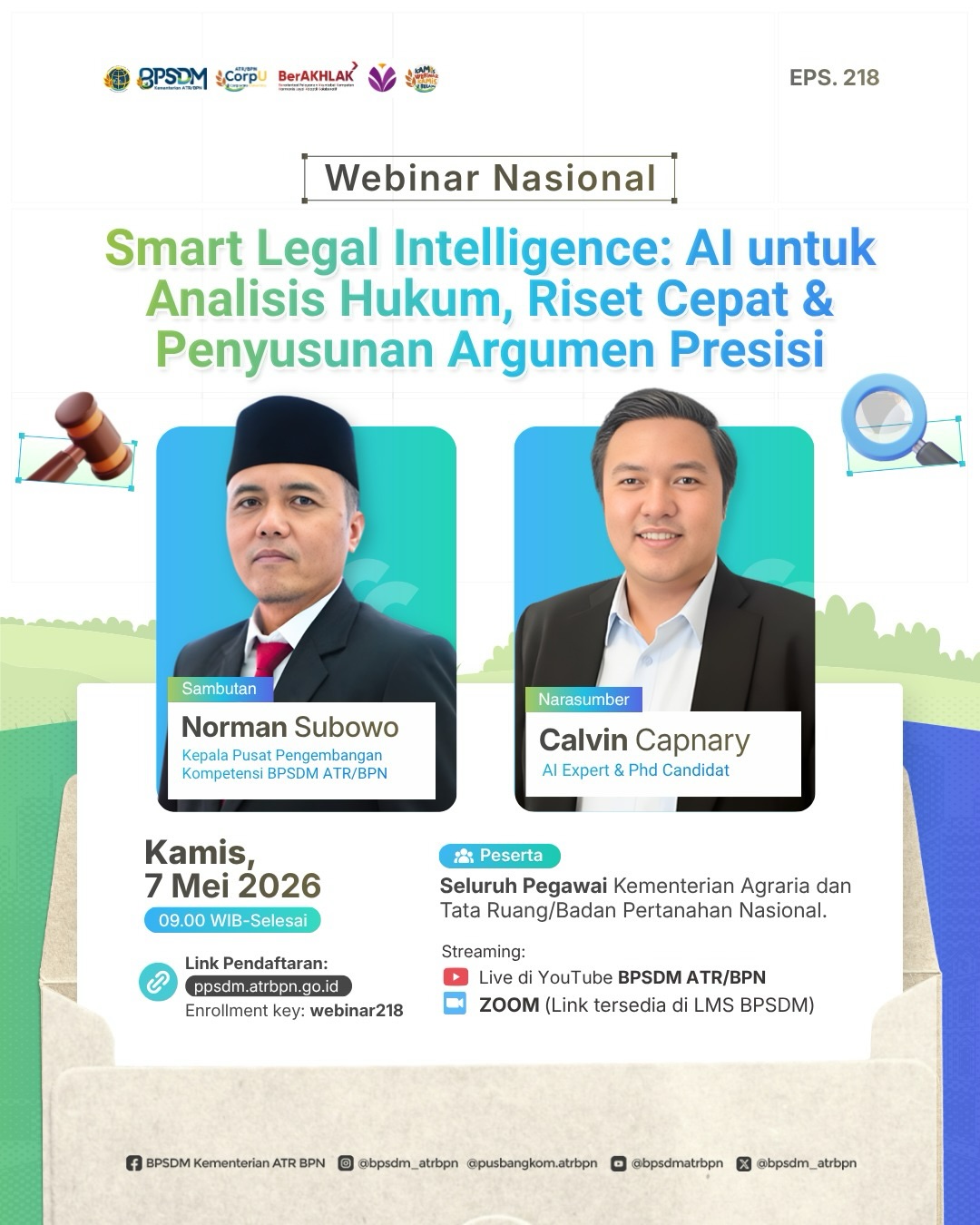 BPSDM ATR/BPN Gelar Webinar Nasional Bahas Pemanfaatan AI di Bidang Hukum