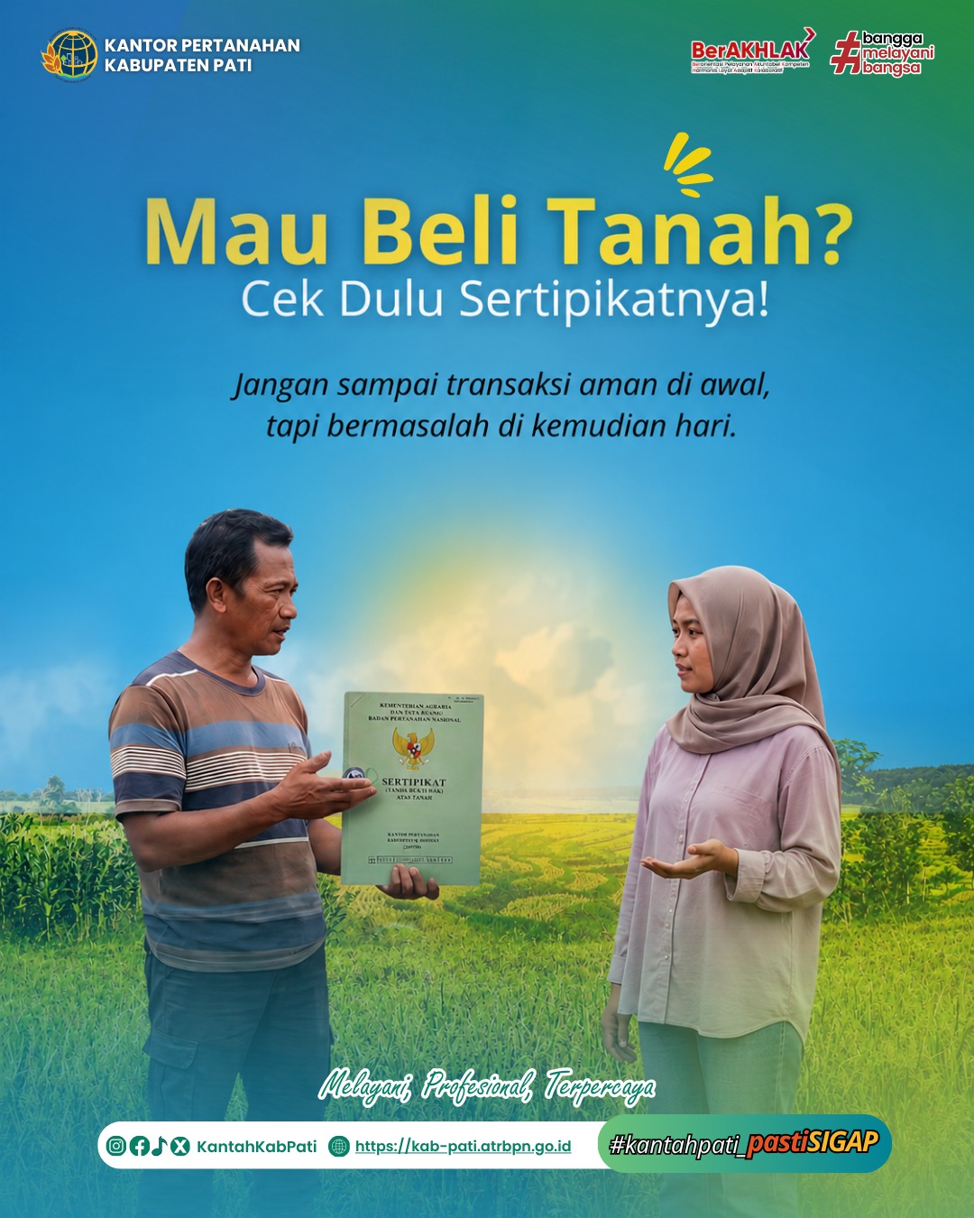 Halo #SobATRBPN 👋🏼Masih bingung soal urusan pertanahan? Tenang, sekarang layanan pertanahan makin modern, transparan, dan mudah diakses oleh masyarakat 📱✨
