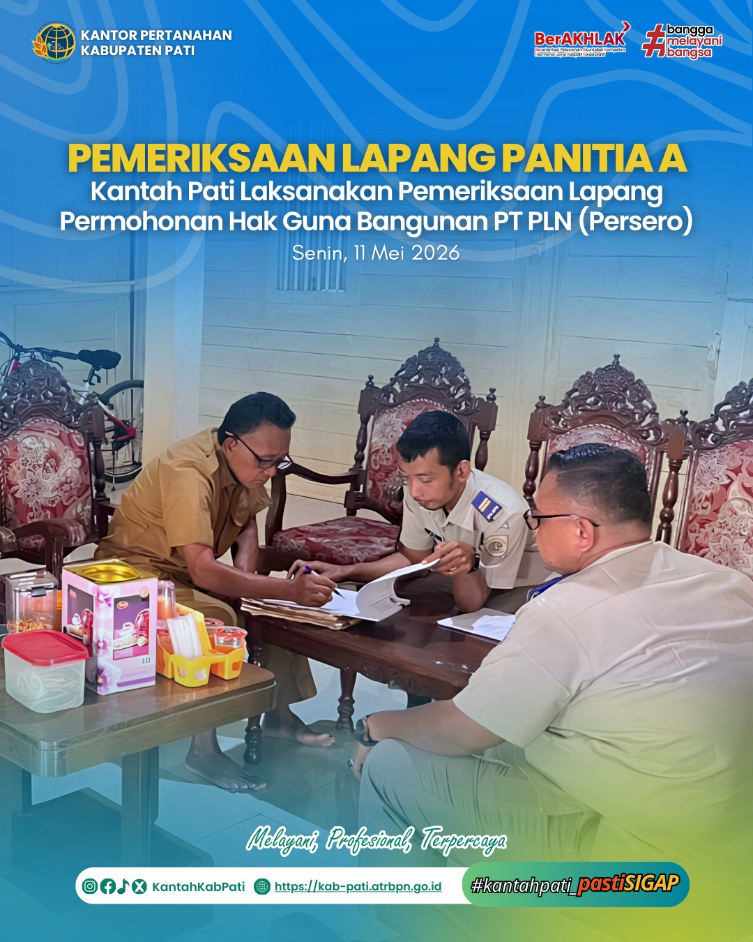 Kantah Pati Laksanakan Pemeriksaan Lapang Permohonan Hak Guna Bangunan PT PLN (Persero)
