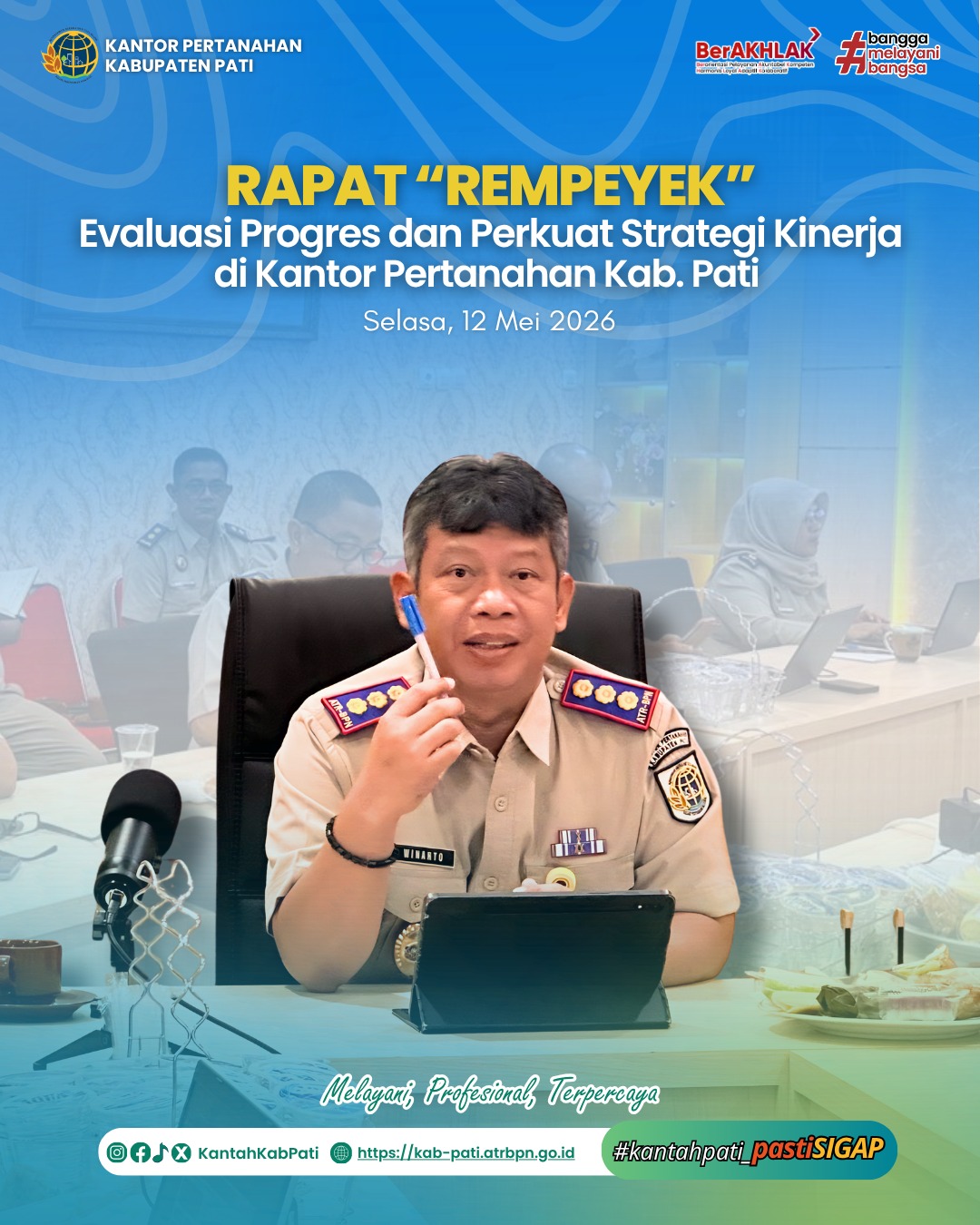 Kantor Pertanahan Kabupaten Pati menggelar Rapat Evaluasi Mingguan Pekerjaan Rutin dan Proyek (REMPEYEK)