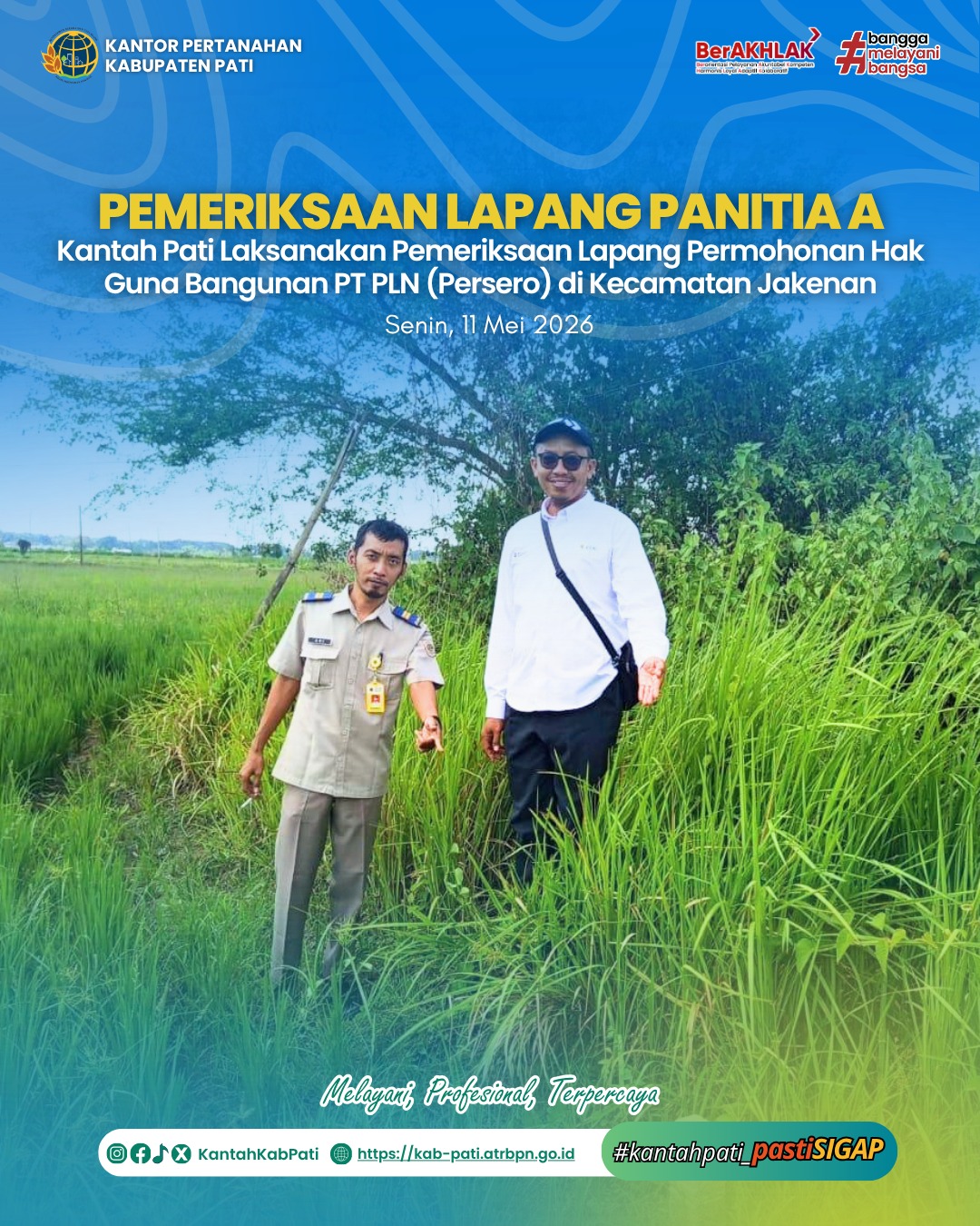 Kantah Pati Laksanakan Pemeriksaan Lapang Permohonan Hak Guna Bangunan PT PLN (Persero) di Kecamatan Jakenan