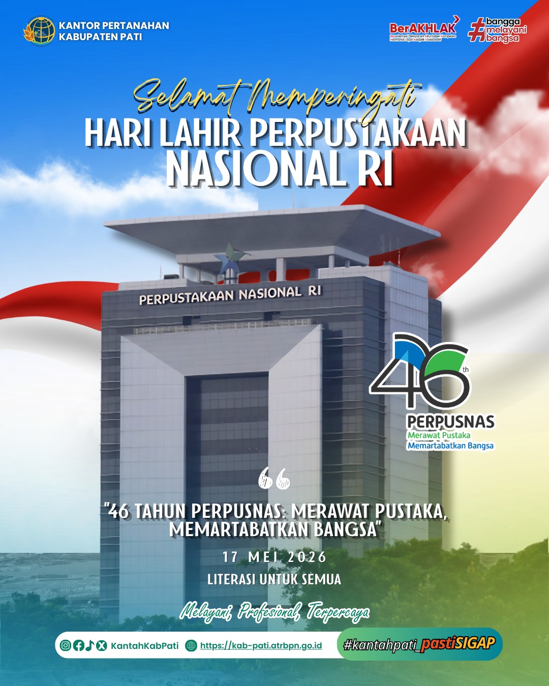 📚✨ Selamat Memperingati Hari Lahir Perpustakaan Nasional Republik Indonesia17 Mei 2026