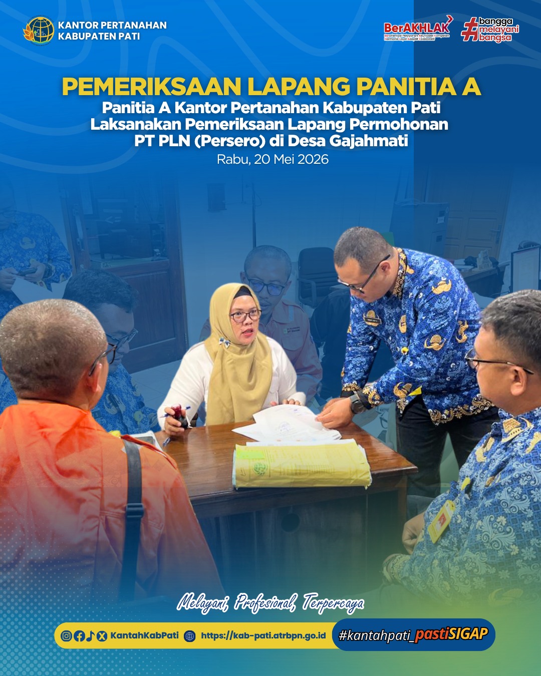 Panitia A Kantor Pertanahan Kabupaten Pati Laksanakan Pemeriksaan Lapang Permohonan PT PLN (Persero) di Desa Gajahmati