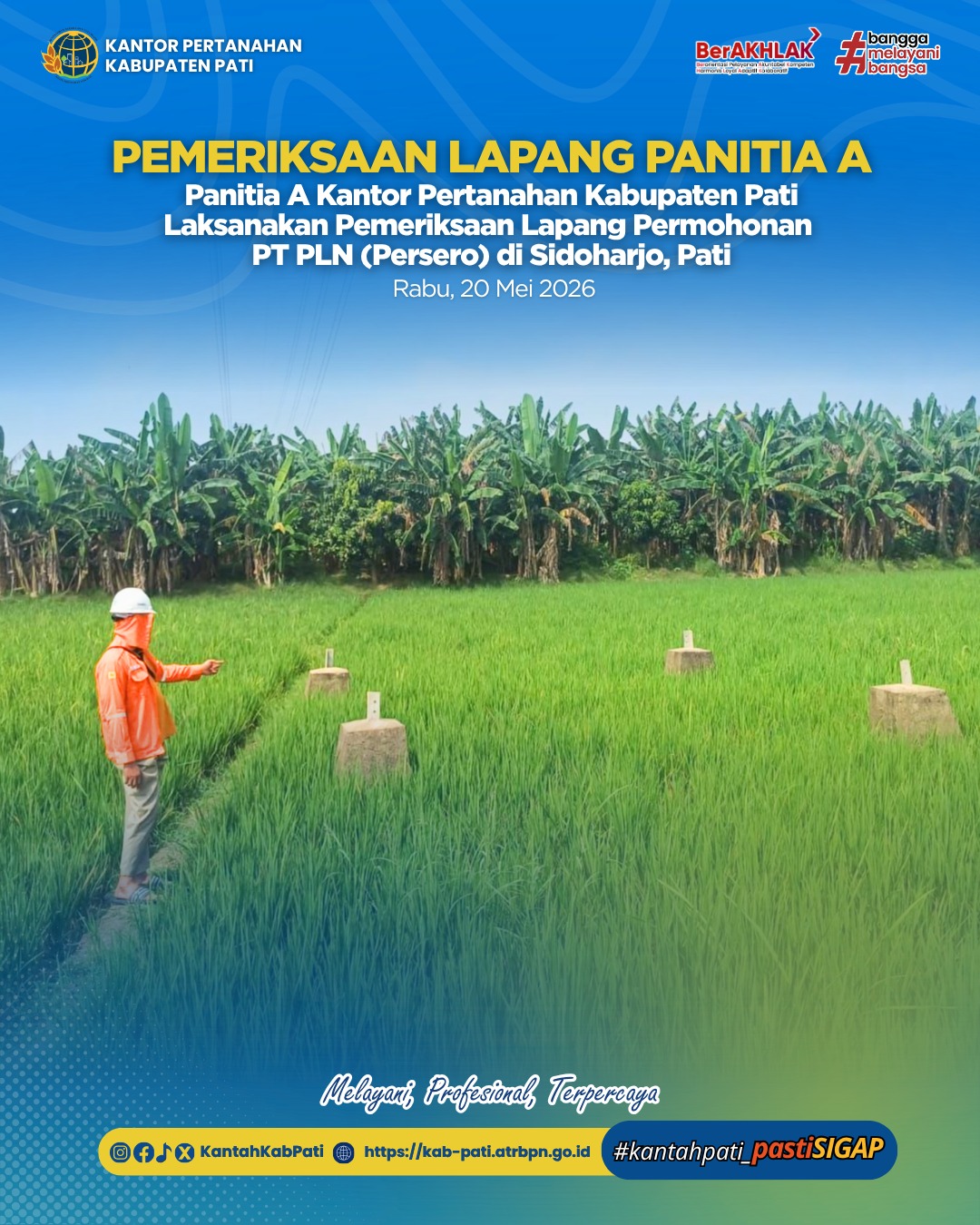Panitia A Kantor Pertanahan Kabupaten Pati Laksanakan Pemeriksaan Lapang Permohonan PT PLN (Persero) di Desa Sidoharjo