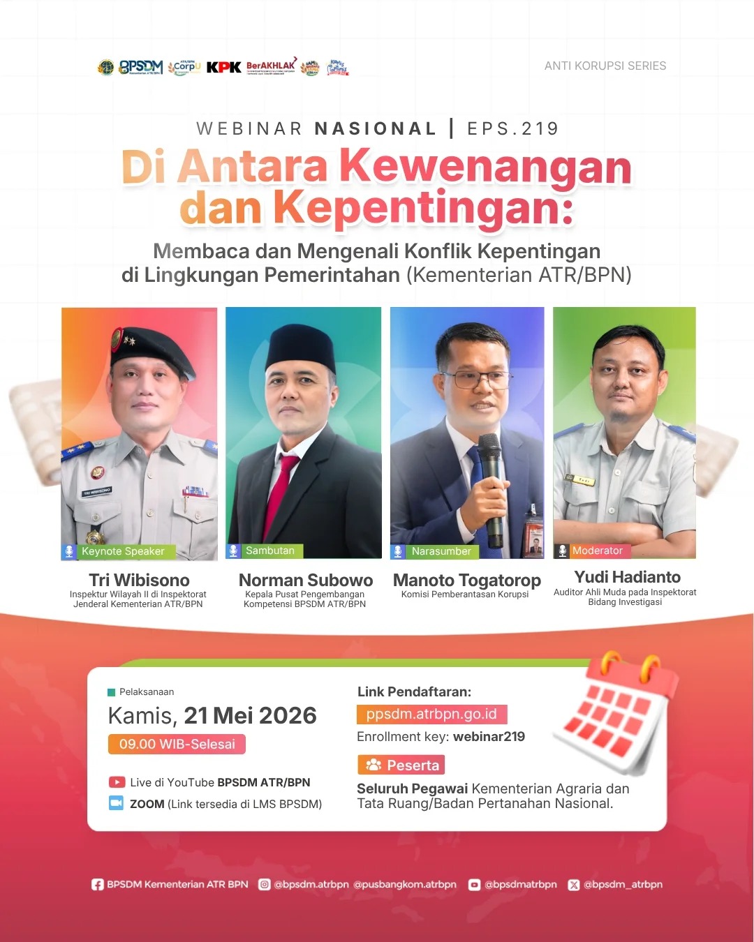 BPSDM ATR/BPN Gelar Webinar Nasional Bahas Konflik Kepentingan di Lingkungan Pemerintahan