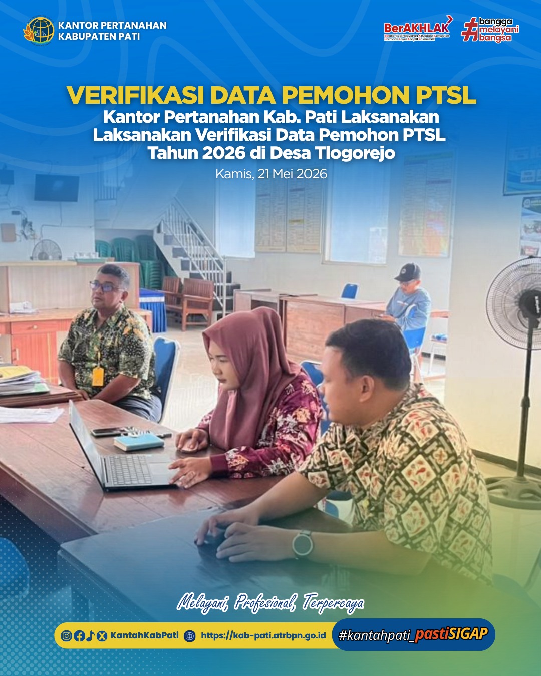 Kantor Pertanahan Kabupaten Pati Laksanakan Verifikasi Data Pemohon PTSL Tahun 2026 di Desa Tlogorejo