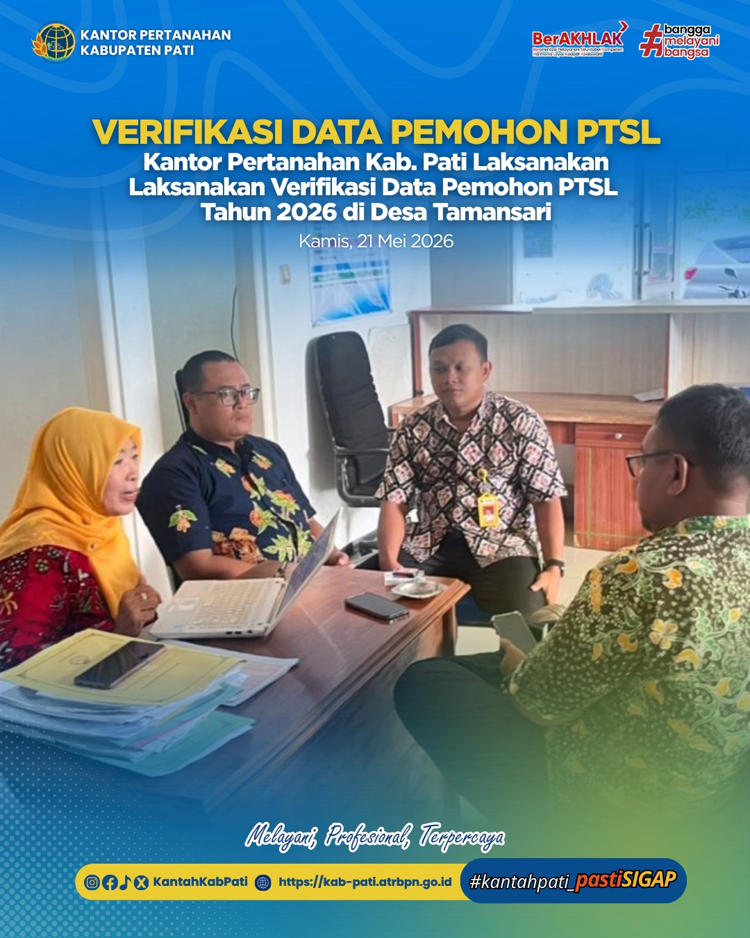 Kantor Pertanahan Kabupaten Pati Laksanakan Verifikasi Data Pemohon PTSL Tahun 2026 di Desa Tamansari
