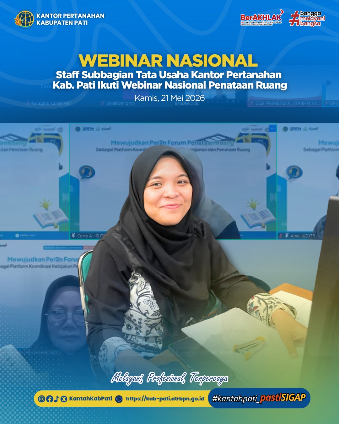 Staff Subbagian Tata Usaha Kantor Pertanahan Kabupaten Pati Ikuti Webinar Nasional Penataan Ruang