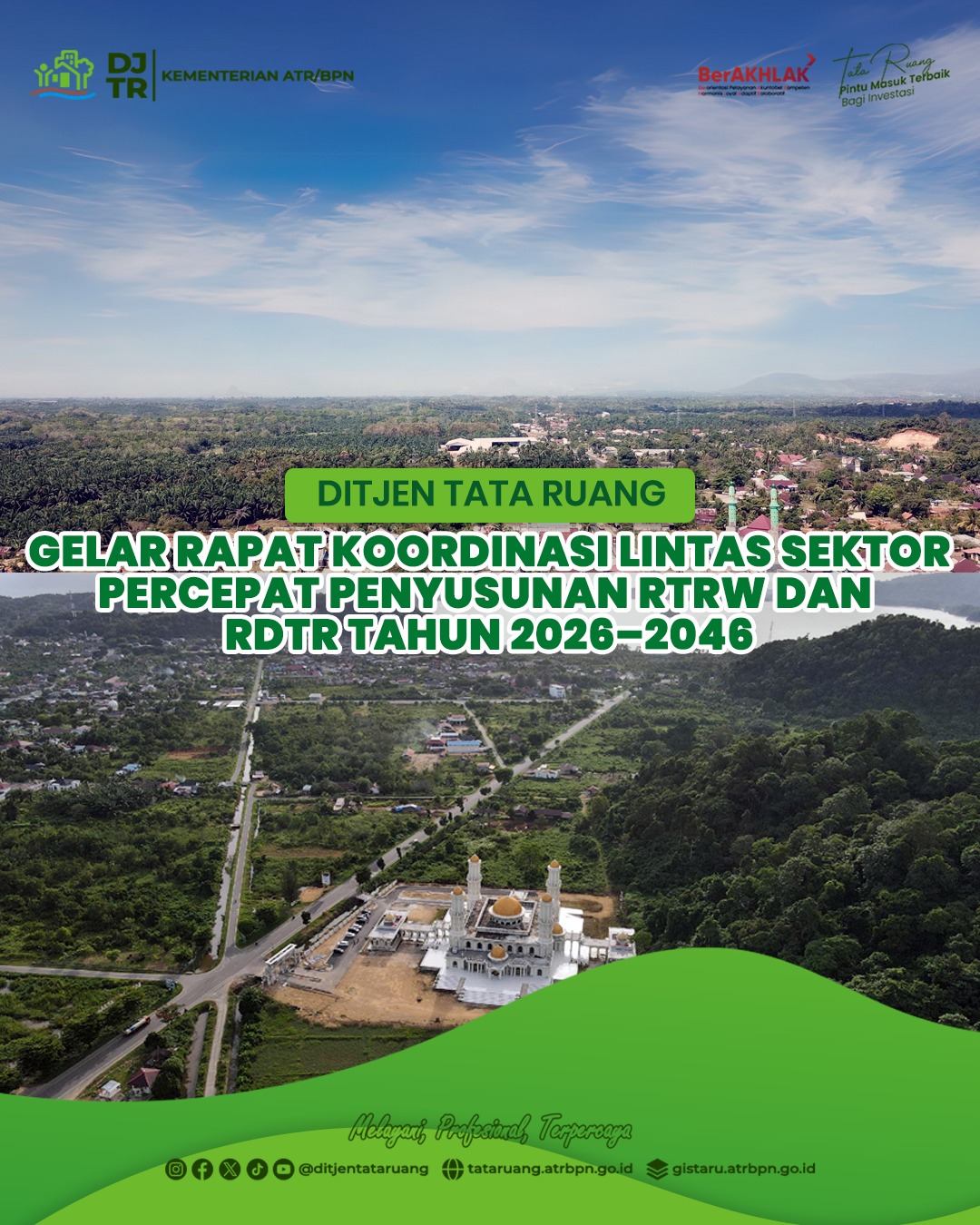 Direktorat Jenderal Tata Ruang (DJTR) menggelar Rapat Koordinasi Lintas Sektor terkait revisi Rencana Tata Ruang Wilayah (RTRW) dan Rencana Detail Tata Ruang (RDTR) Tahun 2026–2046