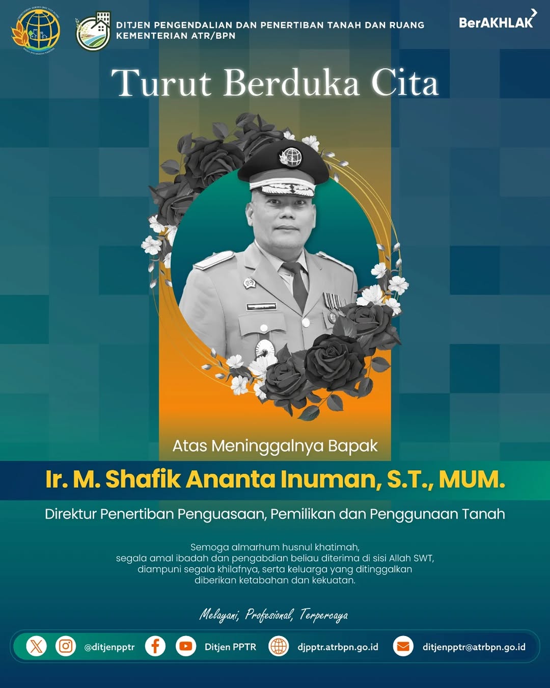 Ditjen PPTR Sampaikan Duka Cita atas Wafatnya Direktur Penertiban Penguasaan, Pemilikan, dan Penggunaan Tanah