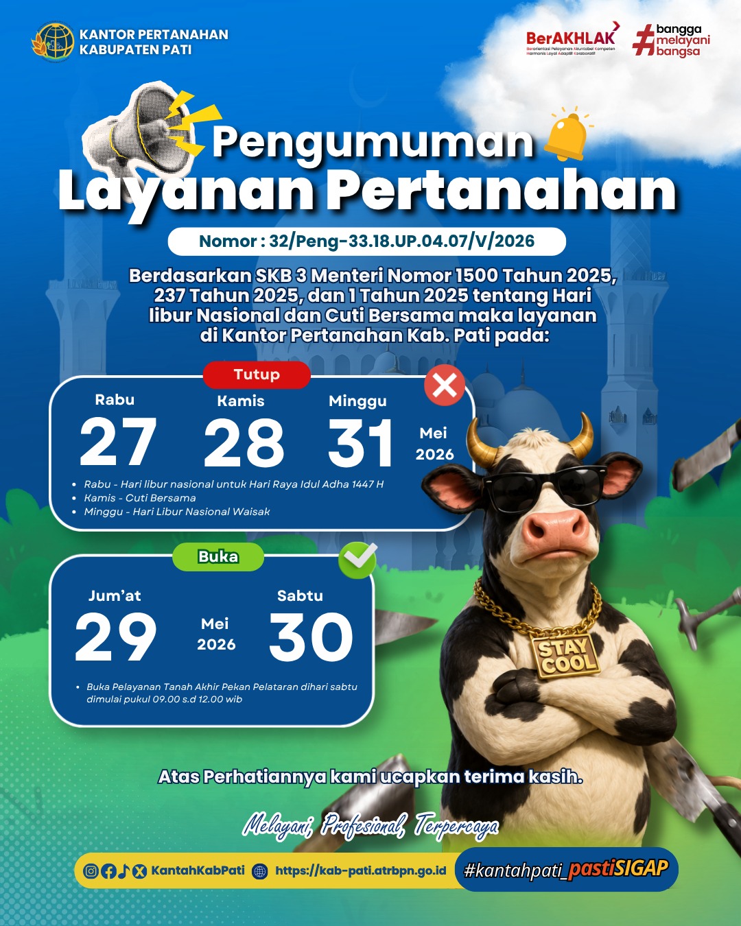📢 PENGUMUMAN LAYANAN PERTANAHAN 📢