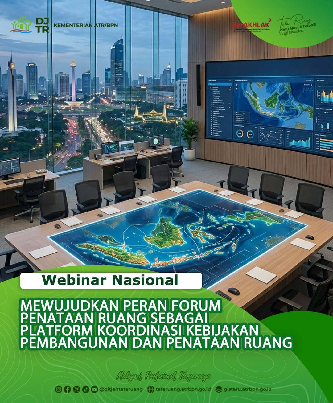 Direktorat Jenderal Tata Ruang bersama Badan Pengembangan Sumber Daya Manusia (BPSDM) Kementerian Agraria dan Tata Ruang/Badan Pertanahan Nasional (ATR/BPN) menggelar webinar bertema “Mewujudkan Peran Forum Penataan Ruang sebagai Platform Koordinasi Kebijakan Pembangunan dan Penataan Ruang”