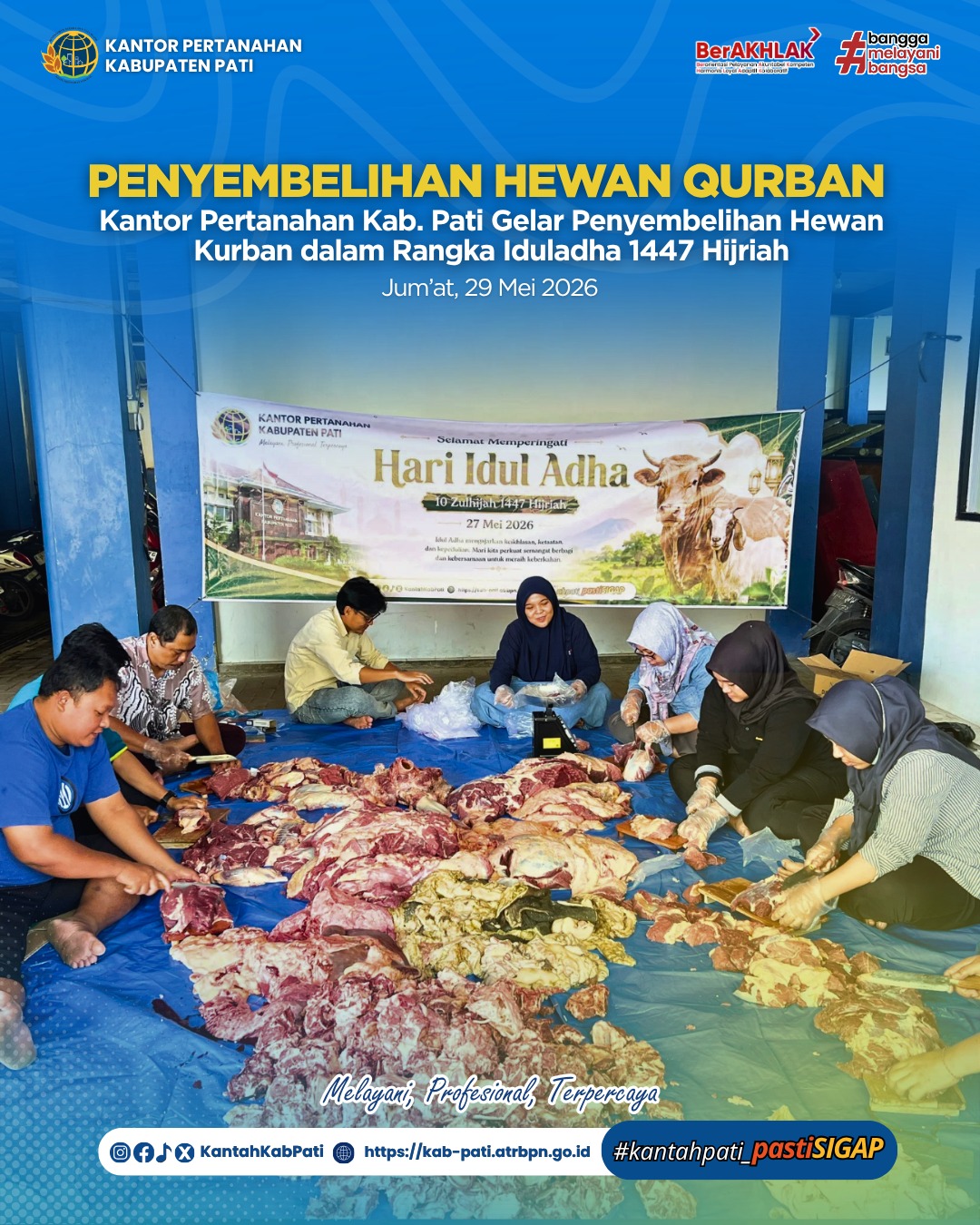 Kantor Pertanahan Kabupaten Pati Gelar Penyembelihan Hewan Kurban dalam Rangka Iduladha 1447 Hijriah
