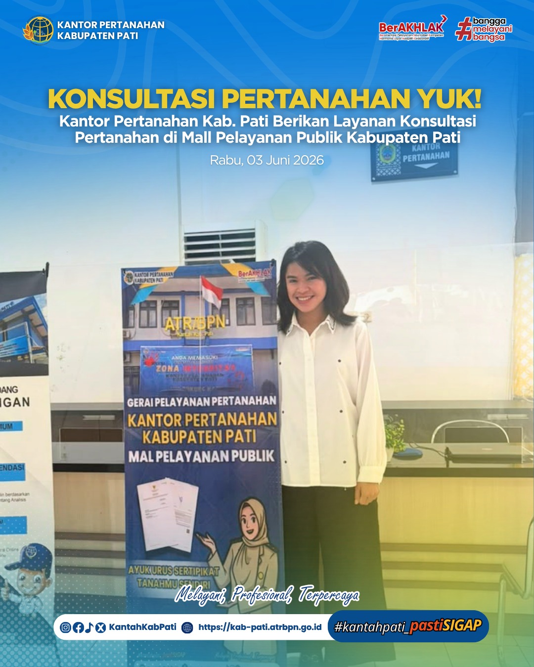 Kantor Pertanahan Kabupaten Pati terus berkomitmen meningkatkan kualitas pelayanan kepada masyarakat melalui penyediaan layanan pertanahan di Loket Mall Pelayanan Publik (MPP)