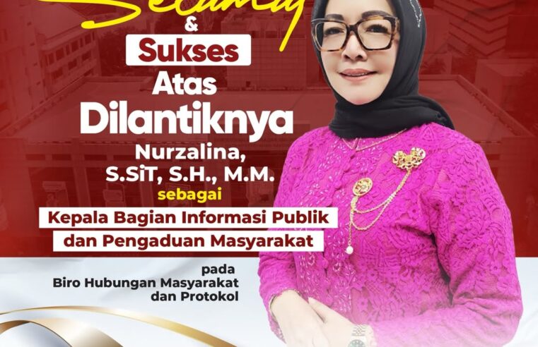 Segenap keluarga besar Biro Hubungan Masyarakat dan Protokol Kementerian ATR/BPN mengucapkan Selamat dan Sukses atas dilantiknya Ibu Nurzalina sebagai Kepala Bagian Informasi Publik dan Pengaduan Masyarakat pada Biro Humas dan Protokol Kementerian ATR/BPN.