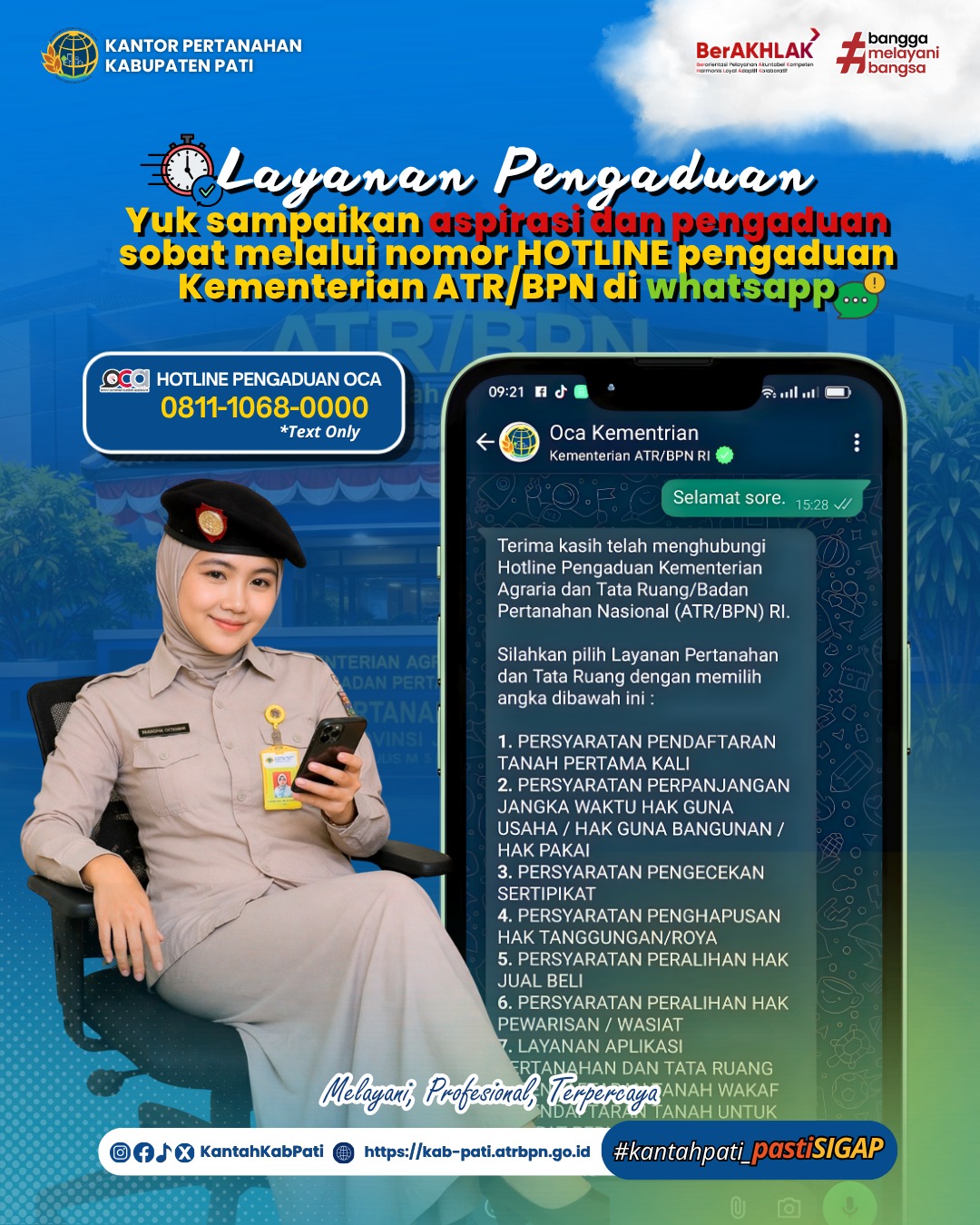 Halo #SobATRBPN, Punya aspirasi atau pengaduan seputar layanan pertanahan?