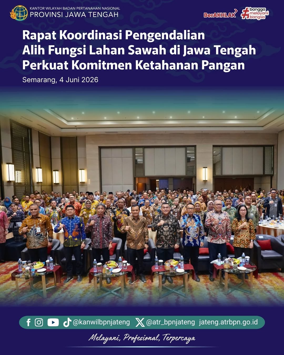 Rapat Koordinasi Pengendalian Alih Fungsi Lahan Sawah di Jawa Tegah Perkuat Komitmen Ketahanan Pangan