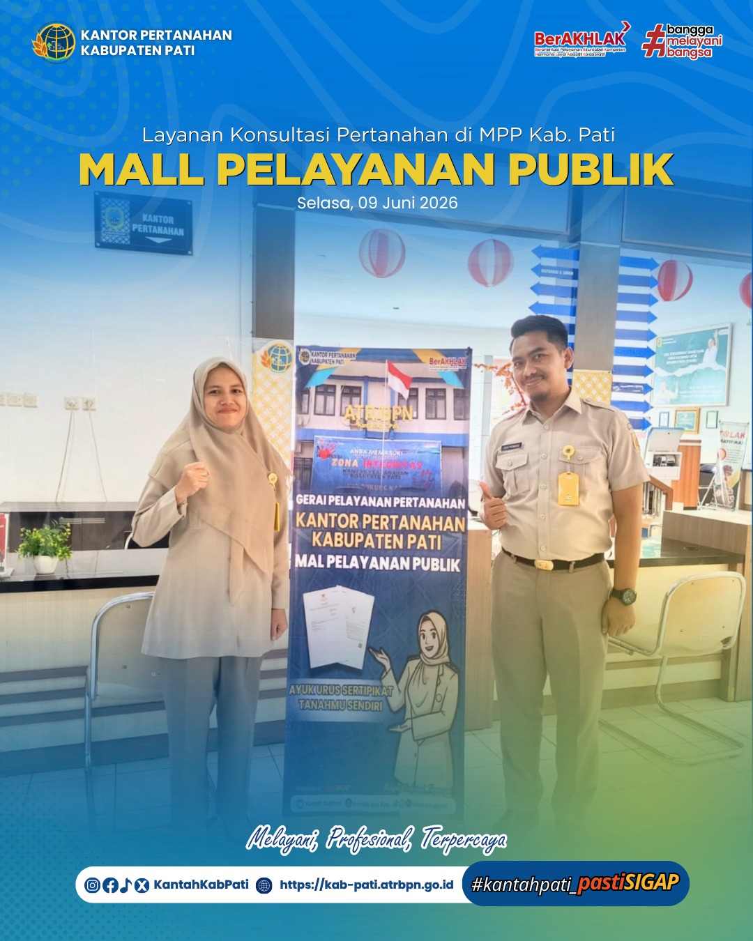 Kantor Pertanahan Kabupaten Pati terus berkomitmen meningkatkan kualitas pelayanan kepada masyarakat melalui penyediaan layanan pertanahan di Loket Mall Pelayanan Publik (MPP) Kabupaten Pati
