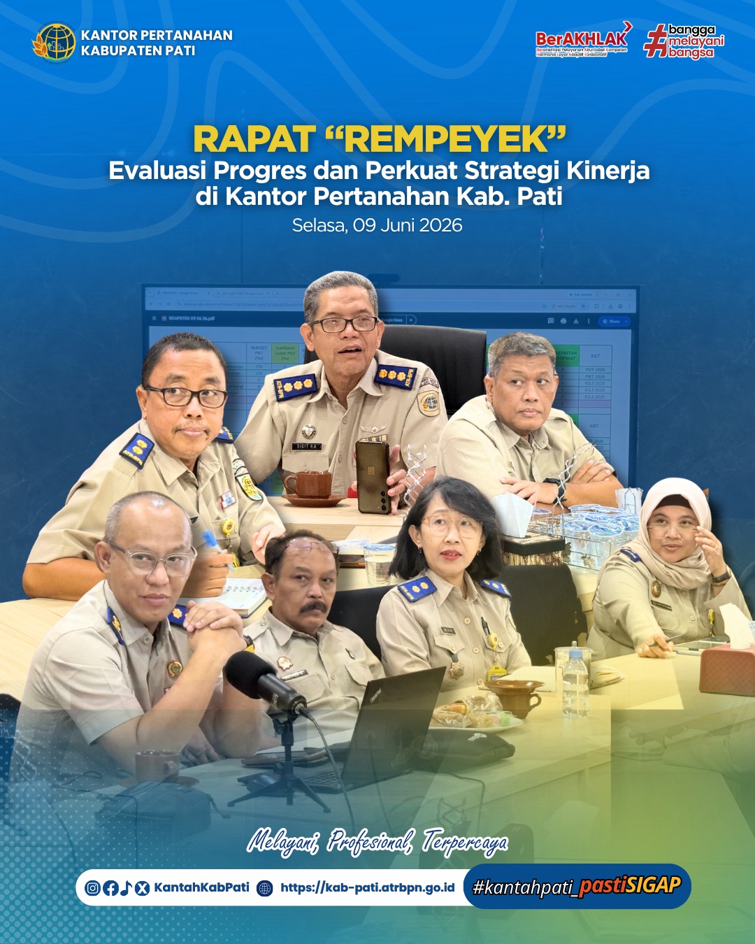 Kantor Pertanahan Kabupaten Pati menggelar Rapat Evaluasi Mingguan Pekerjaan Rutin dan Proyek (REMPEYEK)