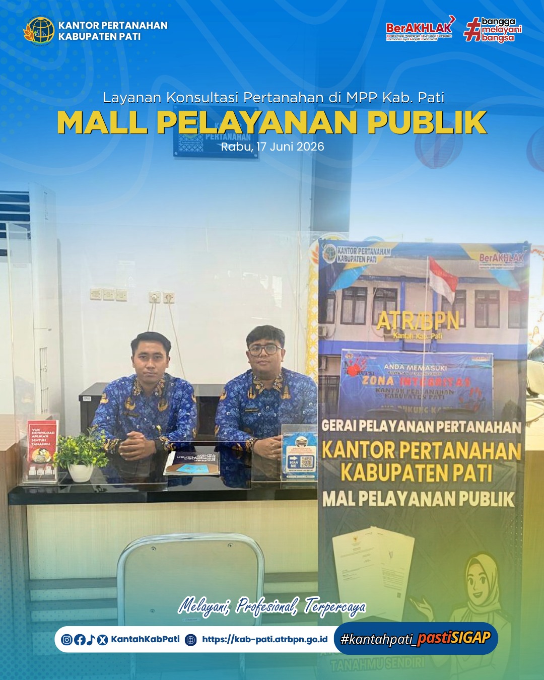Kantor Pertanahan Kabupaten Pati terus berkomitmen meningkatkan kualitas pelayanan kepada masyarakat melalui penyediaan layanan pertanahan di Loket Mall Pelayanan Publik (MPP)