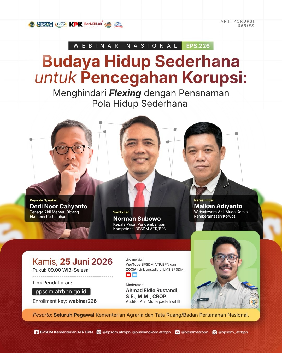 Kementerian ATR/BPN Gelar Webinar Nasional Anti Korupsi Bahas Budaya Hidup Sederhana sebagai Upaya Pencegahan Korupsi
