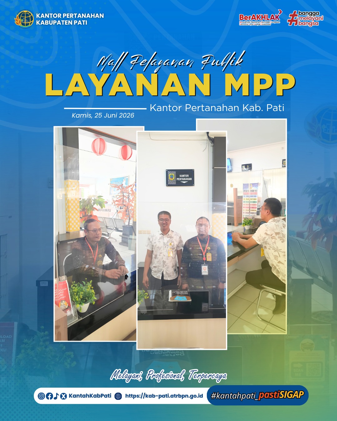 Kantor Pertanahan Kabupaten Pati terus berkomitmen meningkatkan kualitas pelayanan kepada masyarakat melalui penyediaan layanan pertanahan di Loket Mall Pelayanan Publik (MPP) Kabupaten Pati