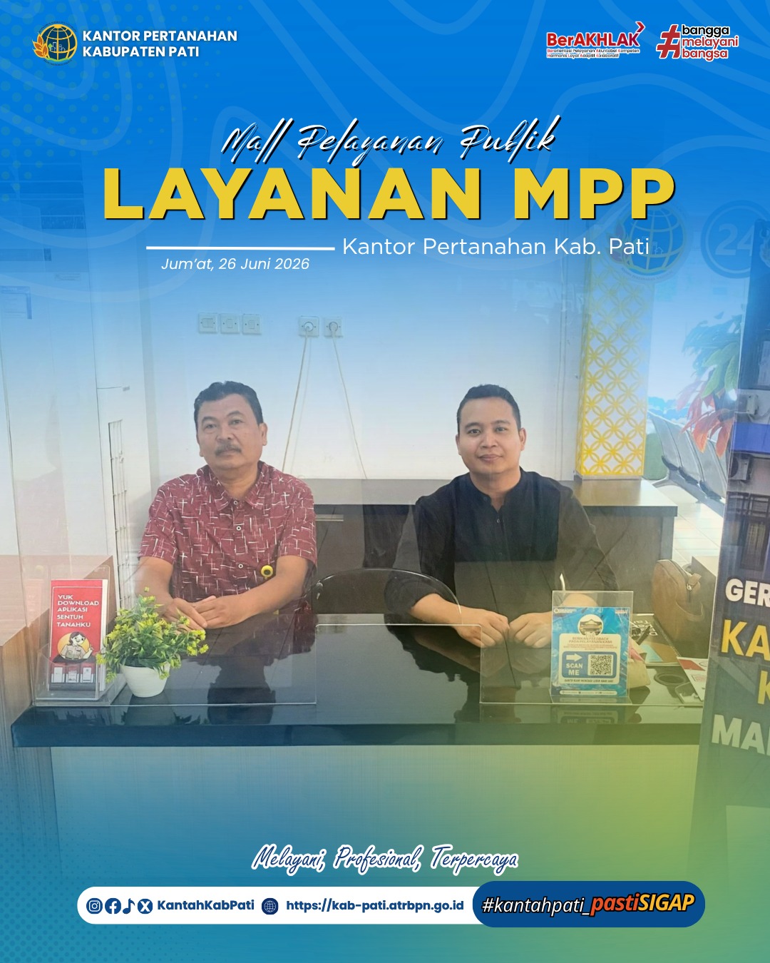 Kantor Pertanahan Kabupaten Pati terus berkomitmen meningkatkan kualitas pelayanan kepada masyarakat melalui penyediaan layanan pertanahan di Loket Mall Pelayanan Publik (MPP) Kabupaten Pati