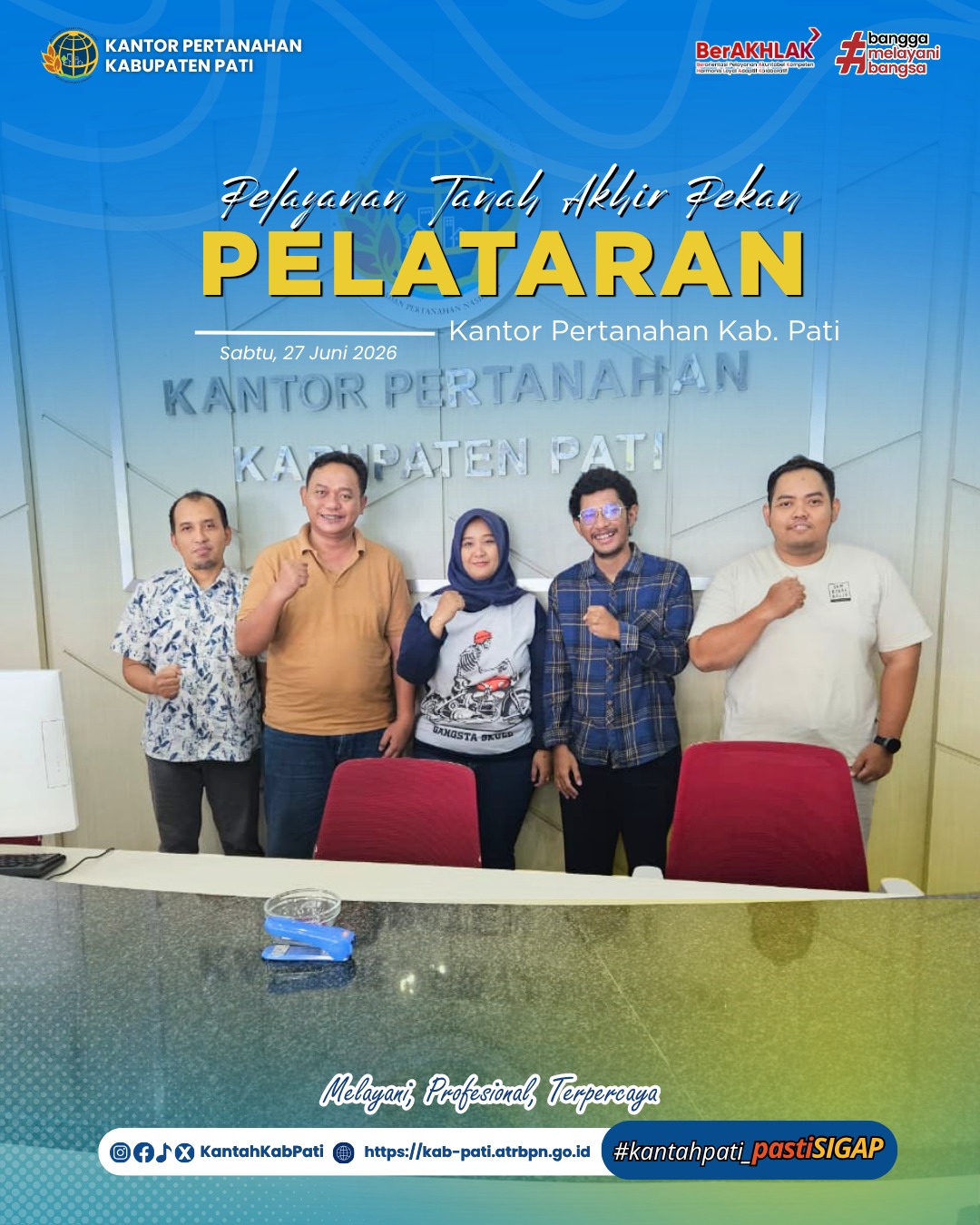 Kantor Pertanahan Kabupaten Pati kembali menghadirkan inovasi pelayanan publik melalui program PELATARAN (Pelayanan Pertanahan Akhir Pekan)