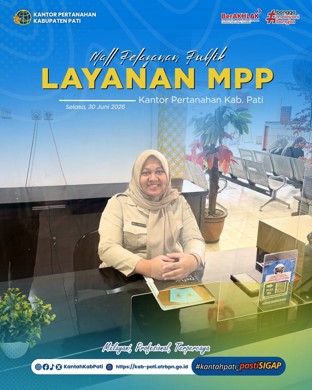 Kantor Pertanahan Kabupaten Pati terus berkomitmen meningkatkan kualitas pelayanan kepada masyarakat melalui penyediaan layanan pertanahan di Loket Mall Pelayanan Publik (MPP) Kabupaten Pati