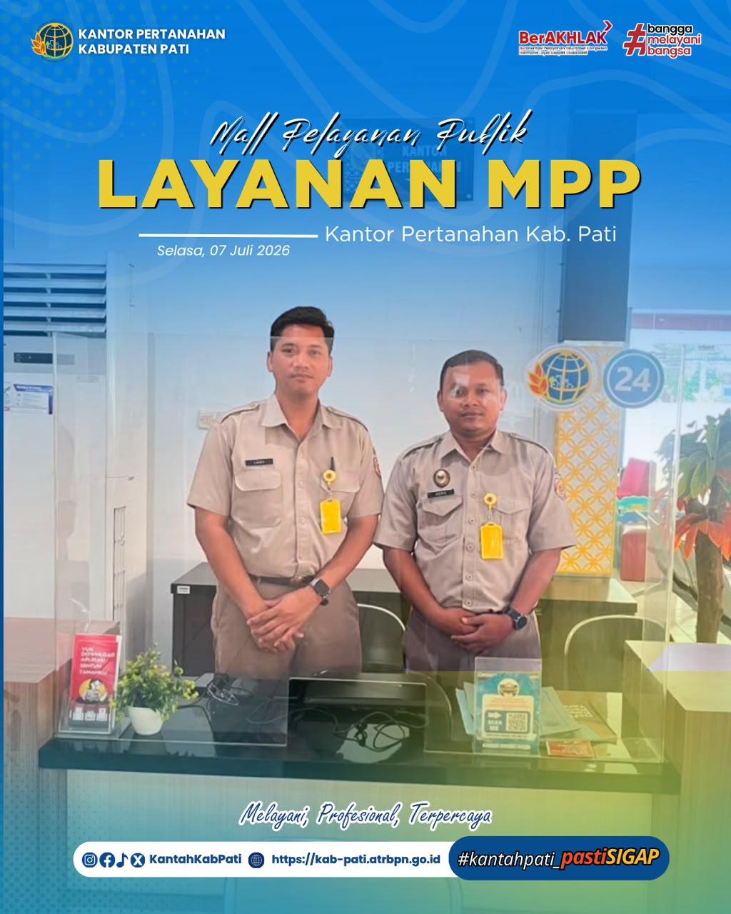 Kantor Pertanahan Kabupaten Pati terus berkomitmen meningkatkan kualitas pelayanan kepada masyarakat melalui penyediaan layanan pertanahan di Loket Mall Pelayanan Publik (MPP) Kabupaten Pati