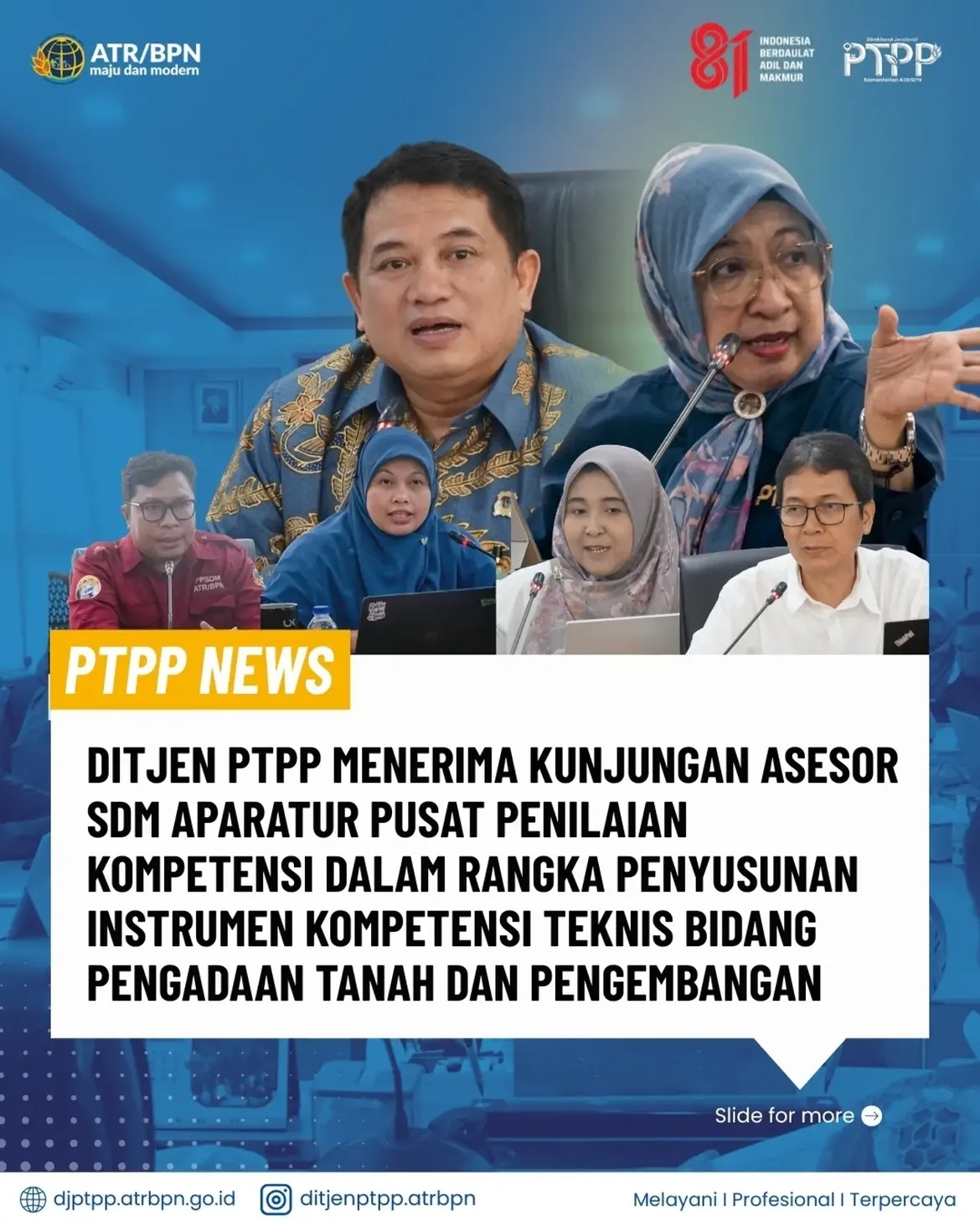 Ditjen PTPP Menerima Kunjungan Asesor SDM Aparatur Pusat Penilaian Kompetensi dalam Rangka Penyusunan Instrumen Kompetensi Teknis bidang Pengadaan Tanah dan Pengembangan
