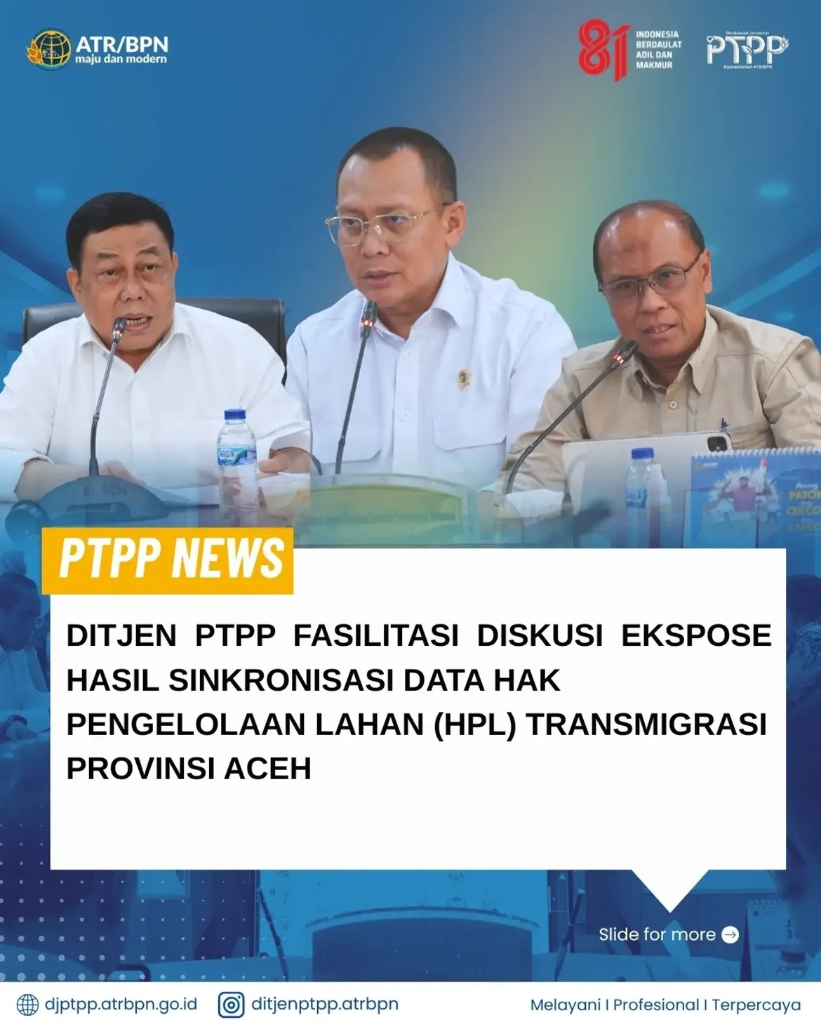 Ditjen PTPP Fasilitasi Diskusi Ekspose Hasil Sinkronisasi Data Hak Pengelolaan Lahan (HPL) Transmigrasi Provinsi Aceh