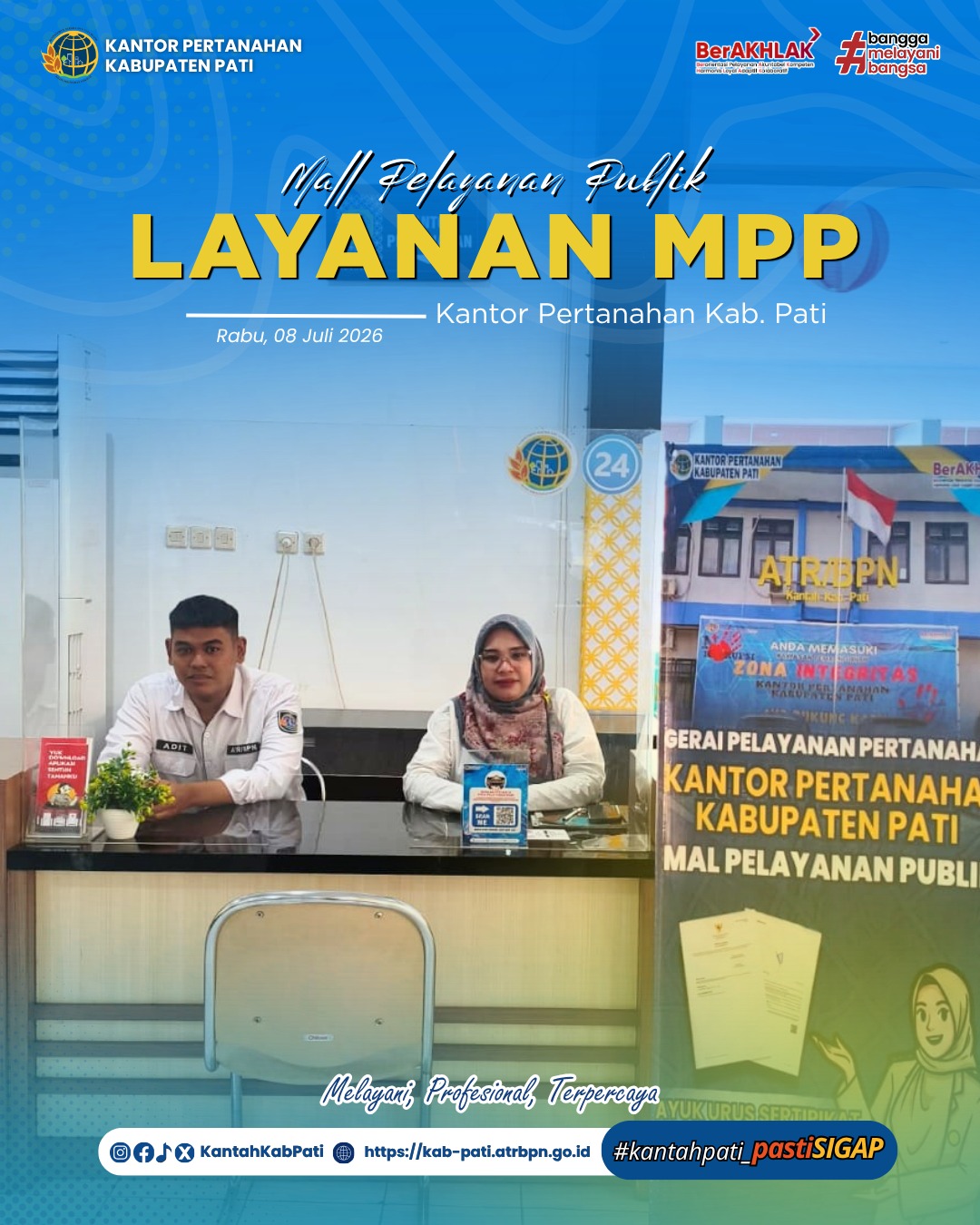 Kantor Pertanahan Kabupaten Pati terus berkomitmen meningkatkan kualitas pelayanan kepada masyarakat melalui penyediaan layanan pertanahan di Loket Mall Pelayanan Publik (MPP) Kabupaten Pati
