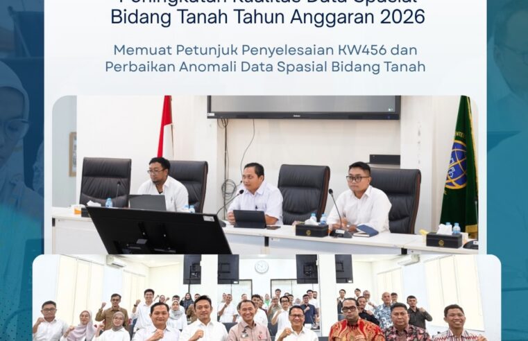 Direktorat Pengukuran dan Pemetaan Kadastral menyelenggarakan pembahasan Draf Petunjuk Teknis (Juknis) Peningkatan Kualitas Data Spasial Bidang Tanah Tahun Anggaran 2026. Kegiatan ini dilaksanakan selama 2 hari pada tanggal 1-2 Juli 2026.