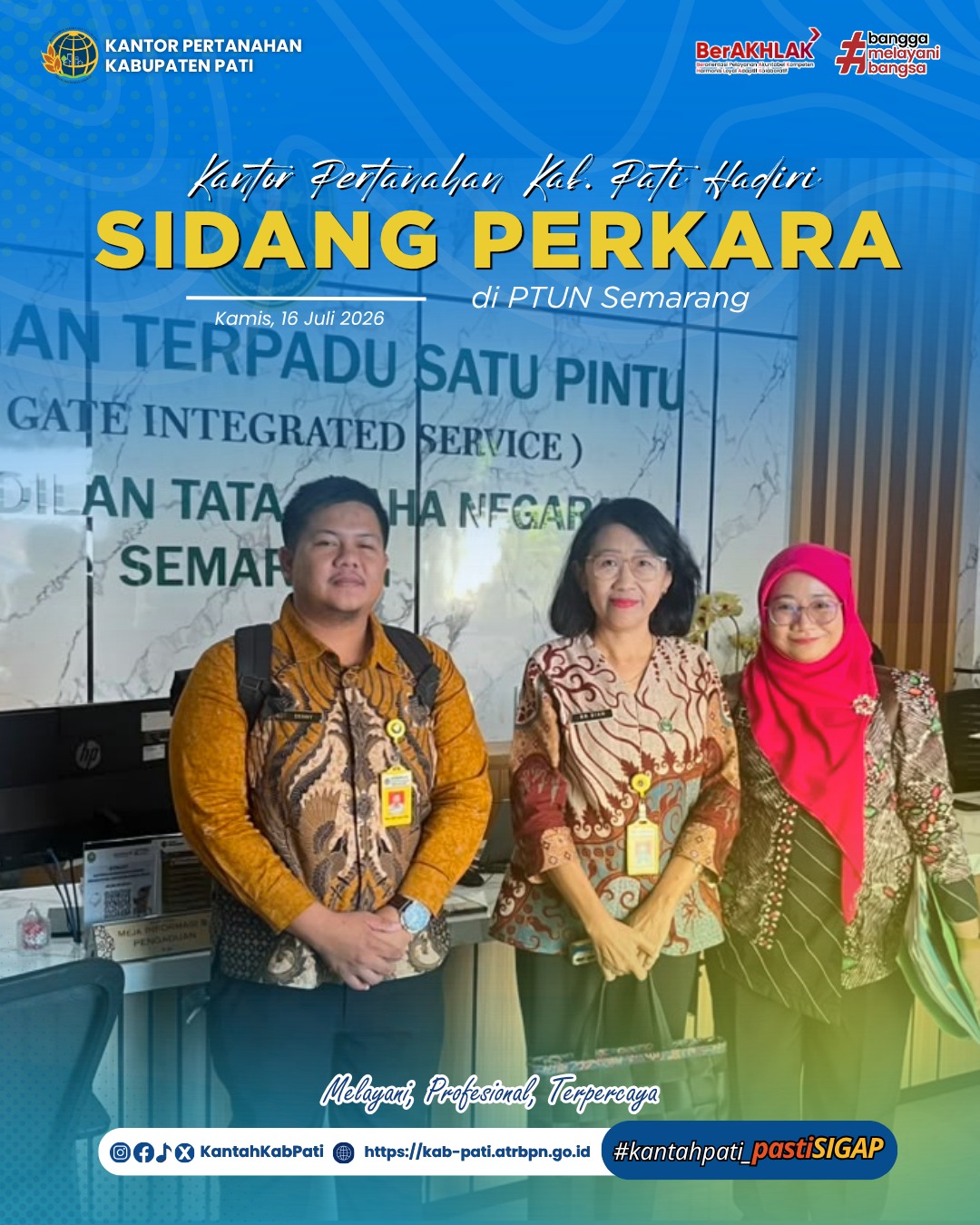 Kepala Seksi Pengendalian dan Penanganan Sengketa Kantah Pati Hadiri Sidang Perkara di PTUN Semarang